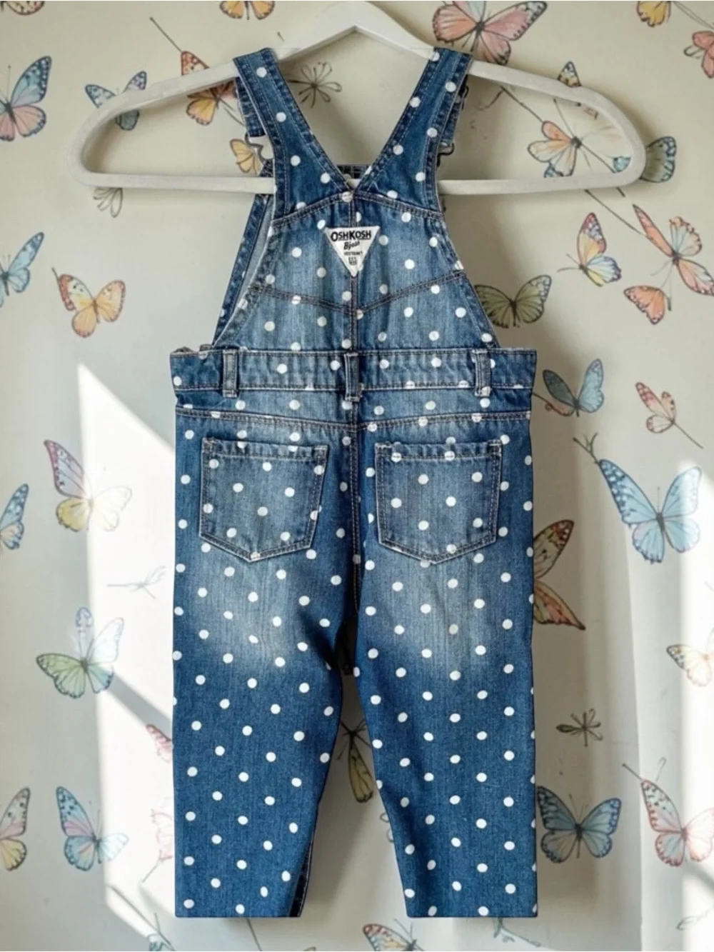OshKosh B'gosh Blue and White Denim Overalls